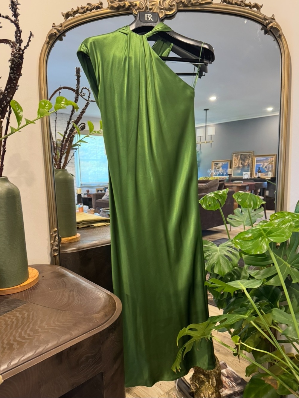 Banana Republic Green Kaia One-Shoulder Silk Midi Dress - Picture 3 of 6